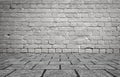 Empty room with bricks wall and tiled floor Royalty Free Stock Photo