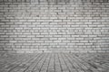Empty room with bricks wall and tiled floor Royalty Free Stock Photo