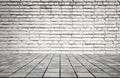 Empty room with bricks wall and tiled floor Royalty Free Stock Photo