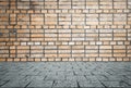 Empty room with bricks wall and tiled floor Royalty Free Stock Photo