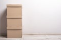 Empty room with cardboard boxes. Royalty Free Stock Photo
