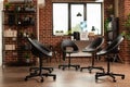 Empty room with chairs in circle for aa meeting and group therapy Royalty Free Stock Photo