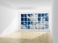 Empty room. Cloudscape behind the open window. Royalty Free Stock Photo