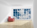 Empty room. Cloudscape behind the open window. Royalty Free Stock Photo