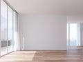 Empty room with coastal city view 3d render