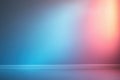 Empty room with colorful gradient wall and skirting board