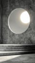 Empty Room With Concrete Steps and Round Window Royalty Free Stock Photo