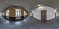 Empty room or corridor with repair in old building in full seamless spherical hdri panorama 360 projection in interior of gray