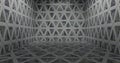 Empty room covered with triangular tiles 3d-rendering