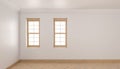 Empty Room Design with Single Hung Windows and Parquet Flooring Royalty Free Stock Photo