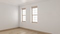 Empty Room Design with Single Hung Windows and Parquet Flooring Royalty Free Stock Photo