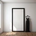 Empty Room With Dress Hanging On Frame: A Bold And Graceful Wardrobe Portrait