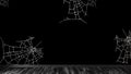 Empty room, floor, baseboards, wall. Made in black tones, wallpaper with cobwebs. 3d illustration