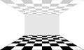 Empty room and floor in the form of a chessboard. Vector