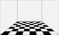 Empty room and floor in the form of a chessboard. Vector