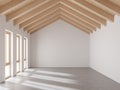 Empty room with gable roof structure 3d render