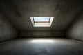 Empty room gray cement wall texture strong skylight generative ai Royalty Free Stock Photo
