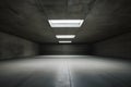 Empty room gray cement wall texture strong skylight generative ai Royalty Free Stock Photo