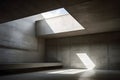 Empty room gray cement wall texture strong skylight generative ai Royalty Free Stock Photo