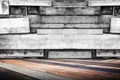 Empty room with grunge plank wood wall and diagonal wood floor, Royalty Free Stock Photo