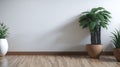 Empty room interior background beige wall pot Royalty Free Stock Photo