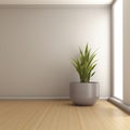Empty room interior background beige wall pot with plant Royalty Free Stock Photo