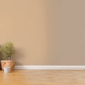 Empty room interior background beige wall pot with plant Royalty Free Stock Photo