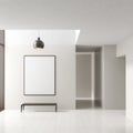 Empty room interior background with mock up poster frame. Modern empty bright interior. 3D illustration