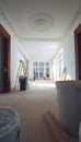 Empty Room, Interior Design Project Under Renovation, Construction Materials and High Ceilings Royalty Free Stock Photo