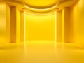 Empty room interior design or yellow pedestal display on vivid background with blank stand. Blank stand for showing product. 3D Royalty Free Stock Photo