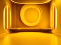 Empty room interior design or yellow pedestal display on vivid background with blank stand. Blank stand for showing product. 3D Royalty Free Stock Photo