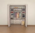 Empty room interior and full closet; Royalty Free Stock Photo