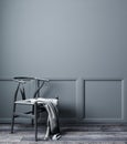 Empty room interior with gray chair and classic gray wall, modern living room mock up, 3d rendering Royalty Free Stock Photo