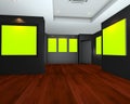 Empty room interior with green chromakey backdrop canvas Royalty Free Stock Photo