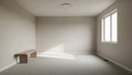 Empty Room Interior Mockup, Bench, Window, Modern Minimalist Design Royalty Free Stock Photo