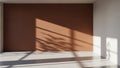 Empty Room Interior with Warm Brown Wall and White Wall Featuring Strong Sunlight Shadows Keywords: room, interior Royalty Free Stock Photo