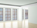 Empty room. Landscape behind the open window. Royalty Free Stock Photo
