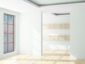 Empty room. Landscape behind the open window. Royalty Free Stock Photo