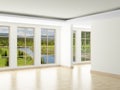 Empty room. Landscape behind window Royalty Free Stock Photo