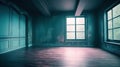 an empty room with a large window and a wooden floor Royalty Free Stock Photo