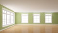 Empty Room with Light Green Plastered Walls, a Large Window on the Left