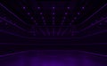 Empty room modern black space interior with violet light 3d rendering image Royalty Free Stock Photo