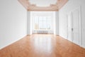 Empty room, new flat old building wooden floor and stucco Royalty Free Stock Photo