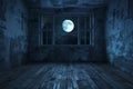 Empty Room at Night with Moonlight from Window Generative AI Royalty Free Stock Photo