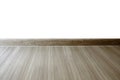 Empty room with oak wood laminate flooring and newly painted white wall in background Royalty Free Stock Photo