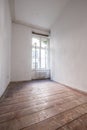 Empty room with old wooden floor - apartment renovation concept Royalty Free Stock Photo