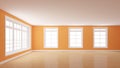 Empty Room with Orange Plastered Walls, a Large Window on the Left