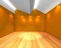 Empty room orange wall with Ceiling serration Royalty Free Stock Photo