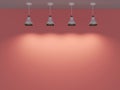 Empty interior room pink coral walls and ies spot lights. 3D render Royalty Free Stock Photo