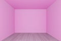 Pink wall with wood floor ,3d interior Royalty Free Stock Photo